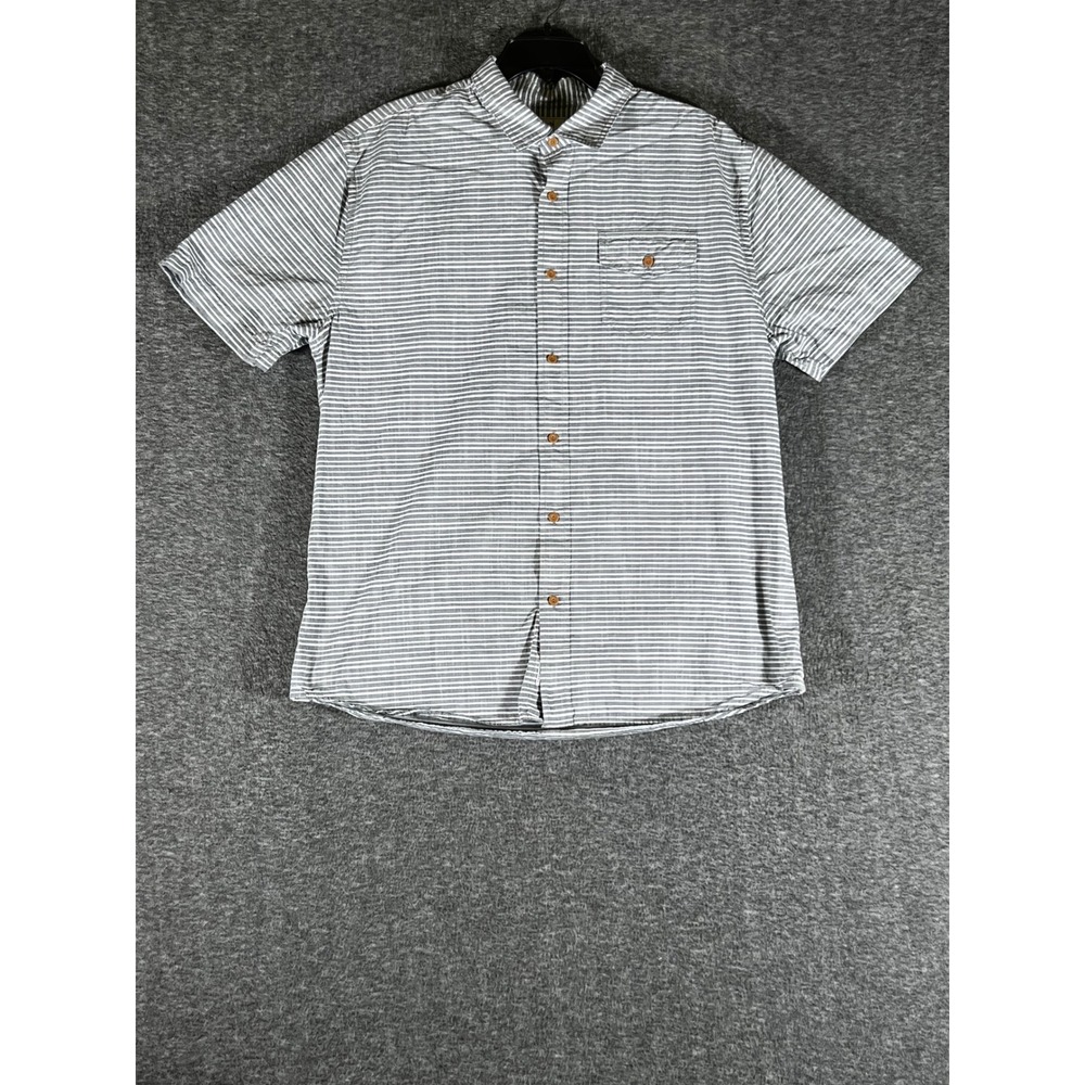 Grayers Clothiers Mens XXL Grey White Striped Short Sleeve Cotton Button Down